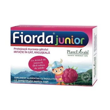 Comprimate cu Aroma de Zmeura Fiorda Junior 15comprimate PlantExtrakt Comprimate cu Aroma de Zmeura Fiorda Junior 15comprimate PlantExtrakt