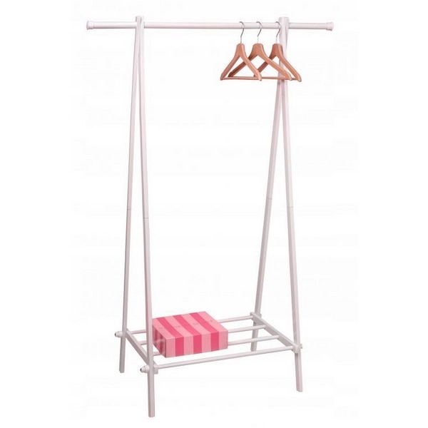 Suport de haine cu raft pentru pantofi, alb, ylt-0311e