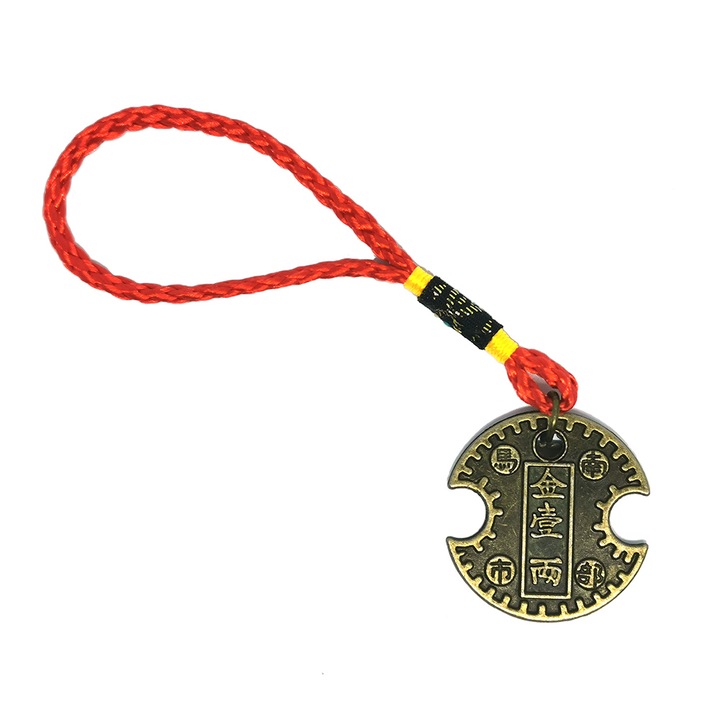 Amuleta cu moneda pentru avere si noroc-Lacatul Banilor sau moneda de incuierea a banilor remediu Feng Shui din Metal, 27 mm lungime