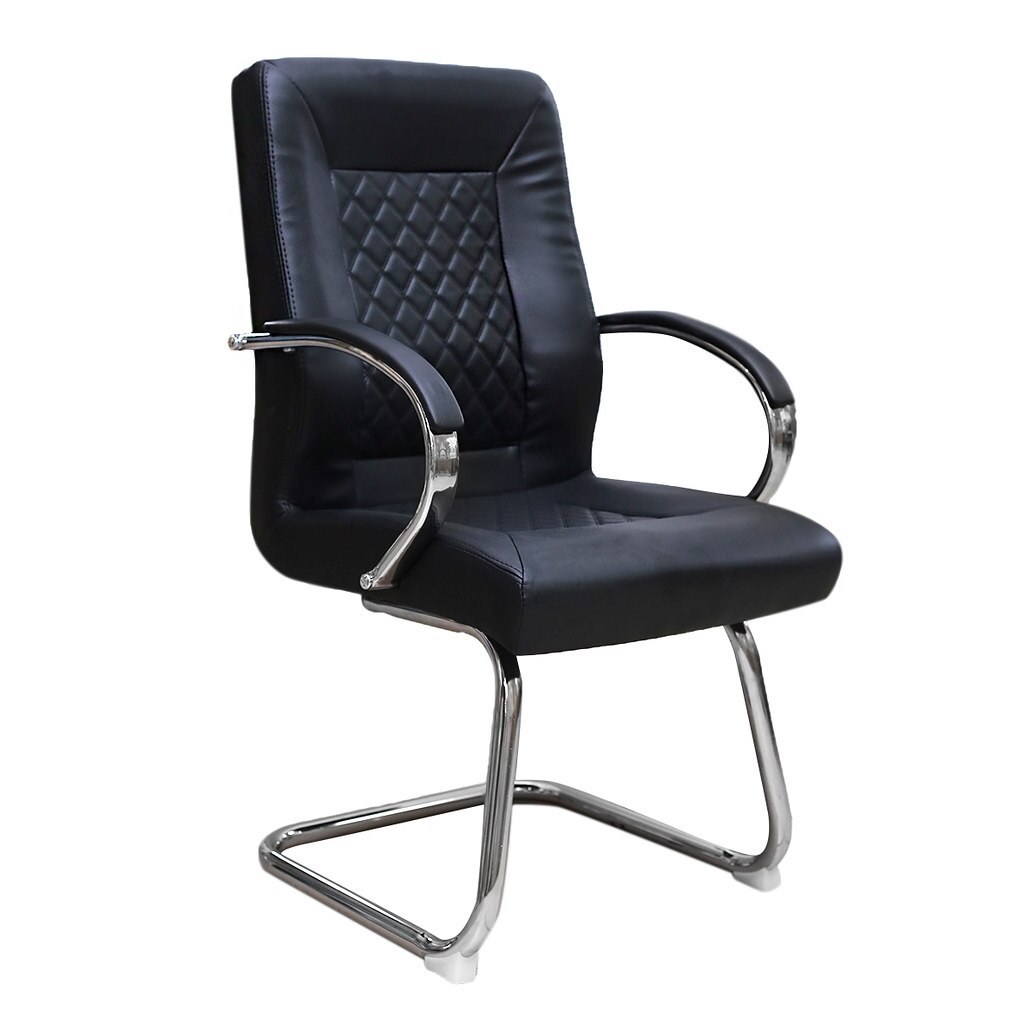 Scaun conferinta/vizitator GASPAR CF, piele ecologica, negru