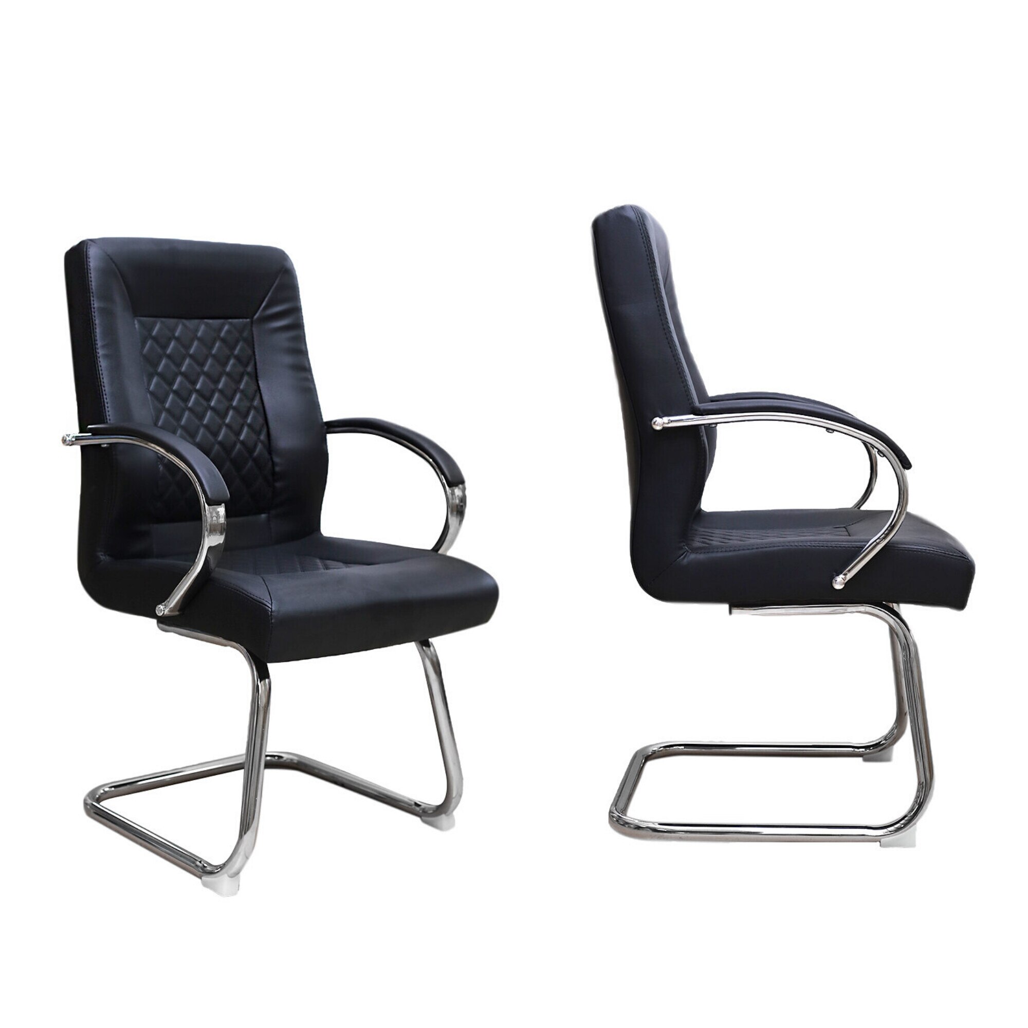 Set 2 scaune conferinta/vizitator GASPAR CF, piele ecologica, negru