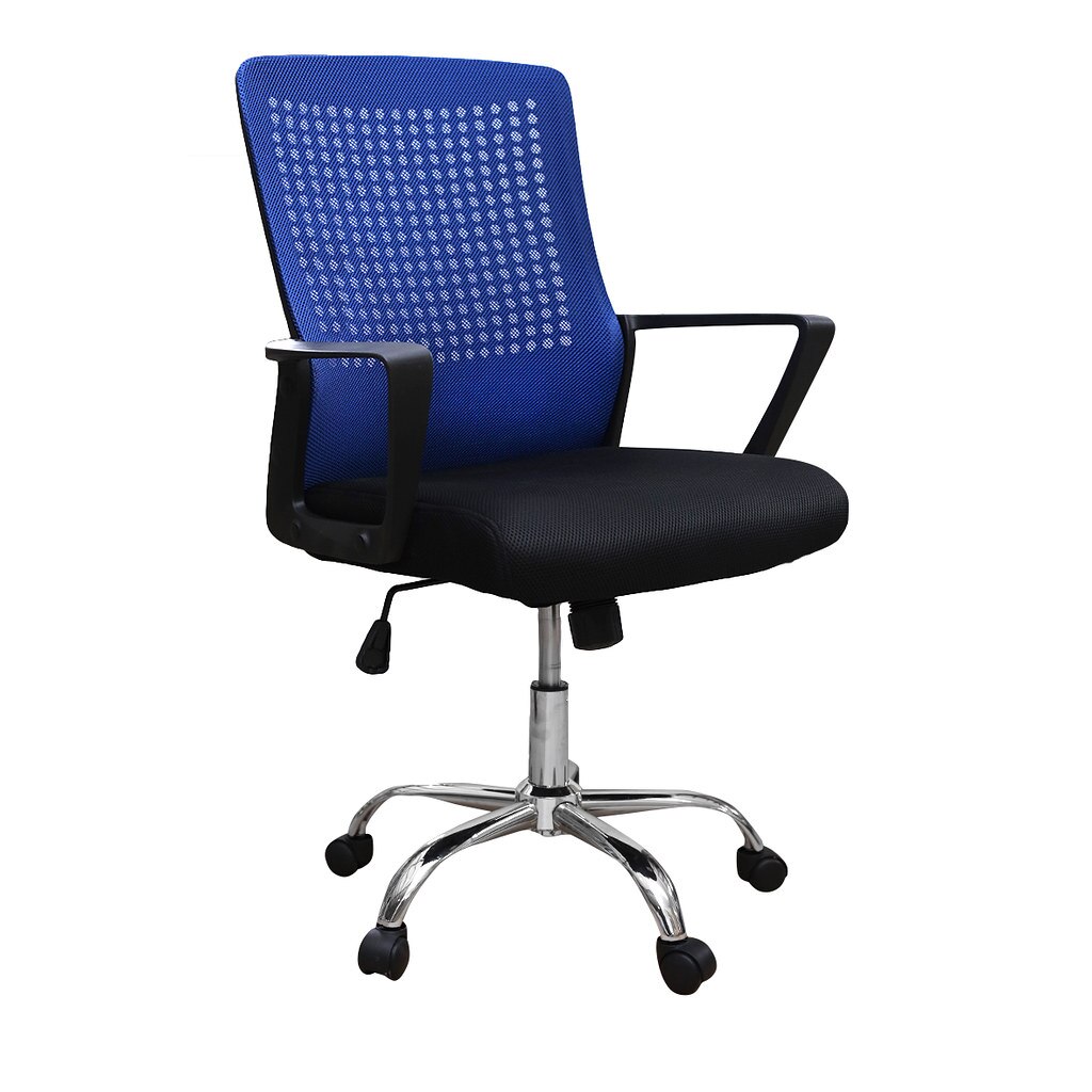 Scaun de birou ergonomic DEXTER, mesh, negru/albastru