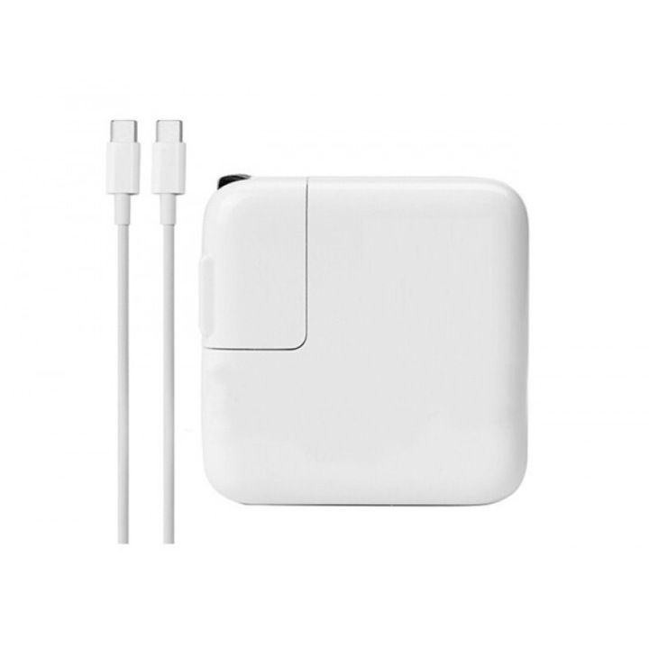 Set Incarcator USB-C 61 W si cablu USB-C la USB-C 1m compatibil cu MacBook Pro 13" A1706, A1718, A1707 Retina cu Touch Bar, A1708 Retina late 2016, MacBook Pro 13-inch, 2018