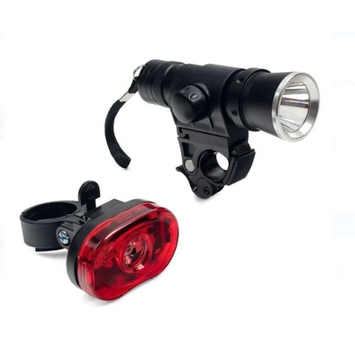 Coso Kerékpár lámpa készlet, Első és hátsó LED lámpa, Ideális bármilyen kerékpárhoz, Fehér / Piros