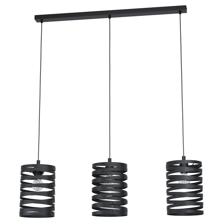 Pendul CREMELLA, EGLO, E27, 3x40W, otel, negru, 110 x 94 x 18 cm, inaltime reglabila