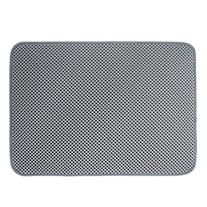 Covor pentru colectarea granulelor de nisip pentru pisici, AEXYA, Gri, 60 x 46 cm