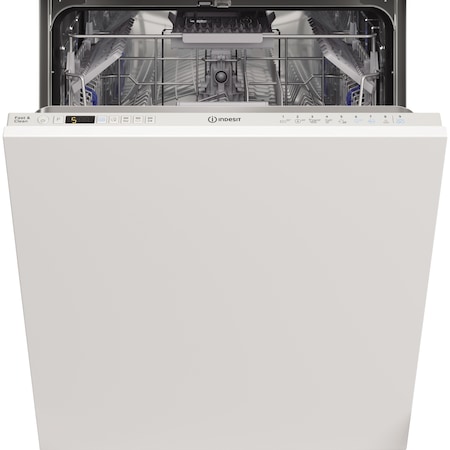 Masina de spalat vase incorporabila Indesit DIO3C24ACE, 14 seturi, 9 programe, Clasa A++, Fast&Clean, Push&Go, Tava tacamuri, Semnal luminos, 60 cm