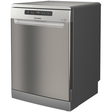 Masina de spalat vase Indesit DFO3T133AFX, 14 seturi, 9 programe, Clasa D, Fast&Clean, Push&Go, Auto Door, Sertar tacamuri, 60 cm, Inox