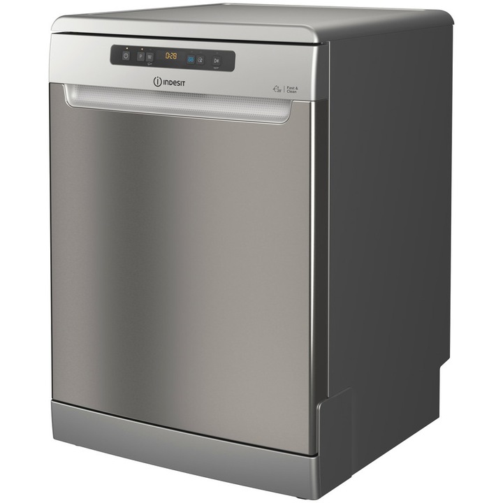 Съдомиялна Indesit DFO3T133AFX, 14 комплекта, 9 програми, Клас D, Fast&Clean, Push&Go, Auto Door, Чекмедже за прибори, 60 см, Inox