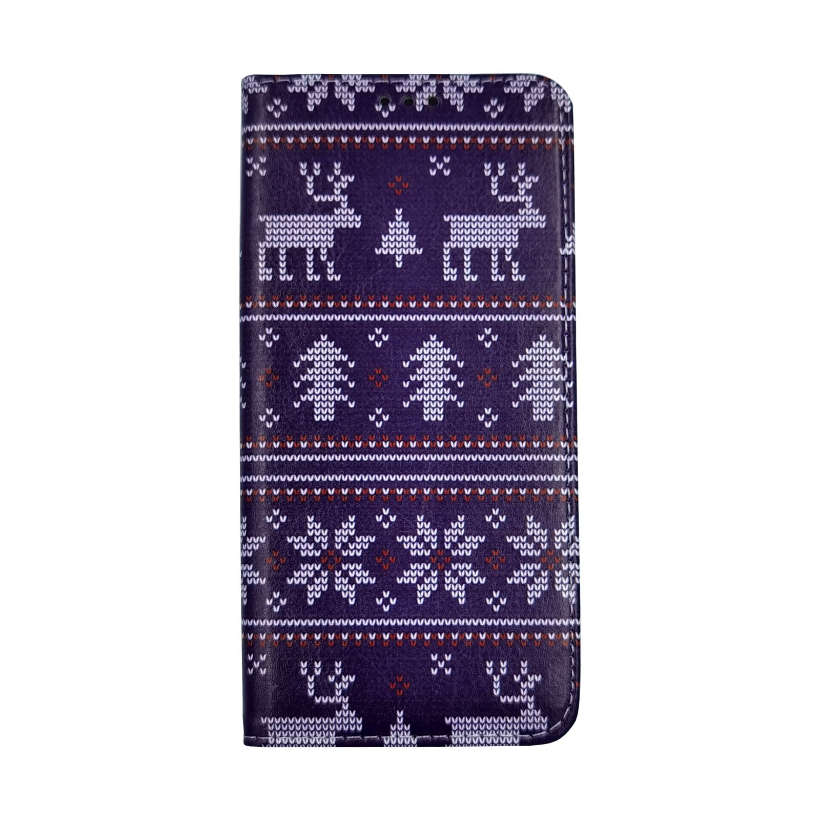 Husa Craciun Flip Carte Samsung Galaxy A70 model model Christmas Knit, Portofel cu Stand, Antisoc Mov