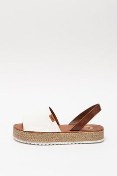 MTNG, Espadrile slingbak de piele ecologica, Maro/Alb, 39 MTNG, Espadrile slingbak de piele ecologica, Maro/Alb, 39