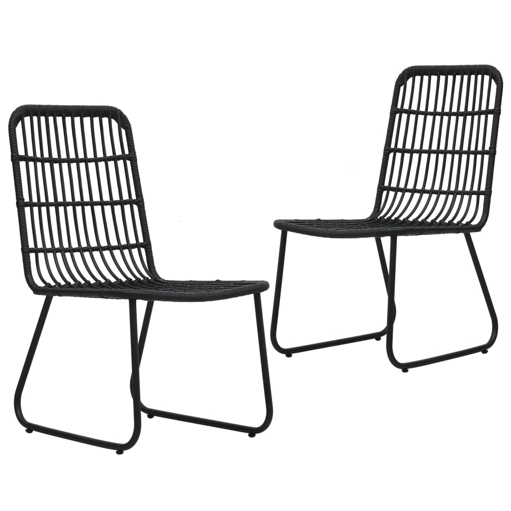 Set 2 scaune de gradina/balcon, vidaXL, Poliratan, 66,5 x 53,5 x 90 cm, Negru
