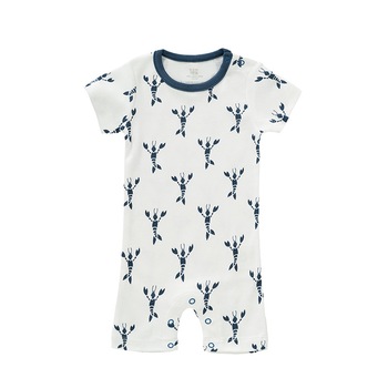 Salopeta de vara, pentru bebelusi 6-12 luni, din bumbac organic, model Lobster blue Salopeta de vara, pentru bebelusi 6-12 luni, din bumbac organic, model Lobster blue