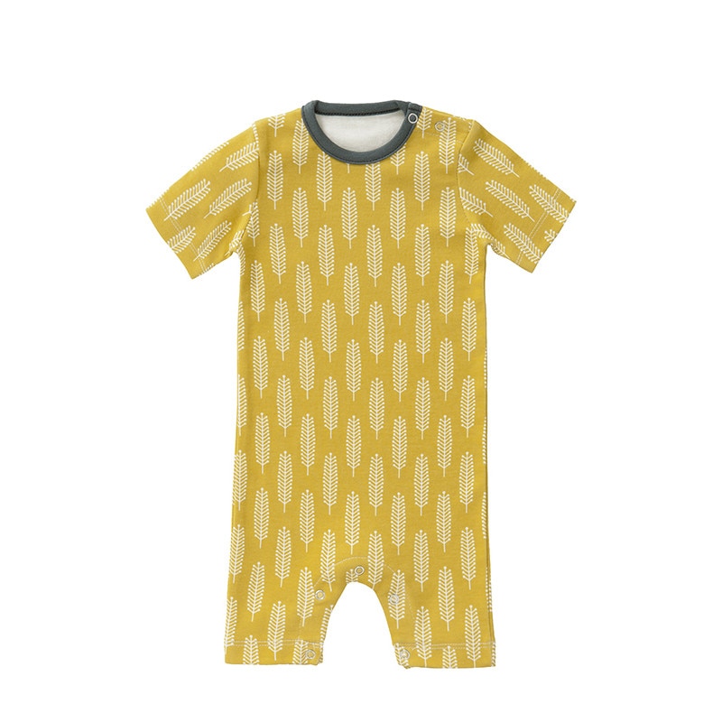 Salopeta de vara, pentru bebelusi 3-6 luni, din bumbac organic, model Havre yellow