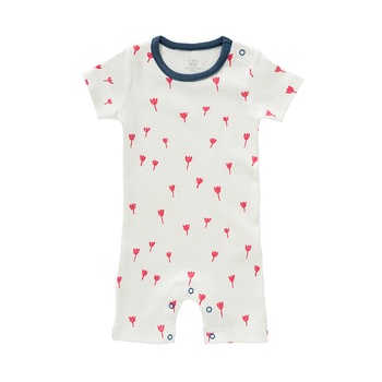 Salopeta de vara, pentru bebelusi 6-12 luni, din bumbac organic, model Tulip red Salopeta de vara, pentru bebelusi 6-12 luni, din bumbac organic, model Tulip red