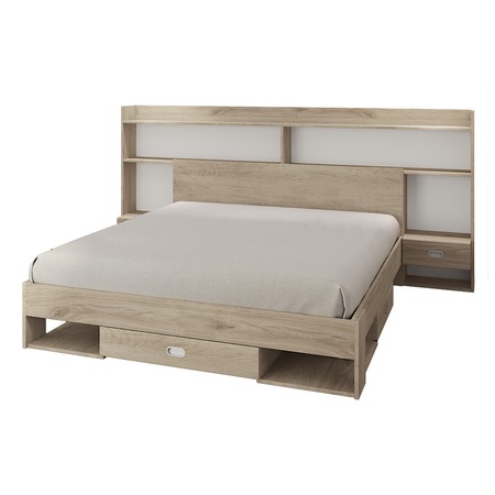 Pat Irim Sweet, 140x200 cm (221x229x106 cm), sertare, spatiu depozitare, Sonoma Arven