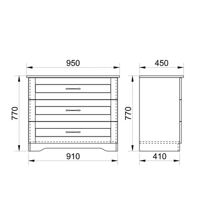 Comoda Irim Romance 95x45,5x77,5 cm, 3 sertare MDF, Alb