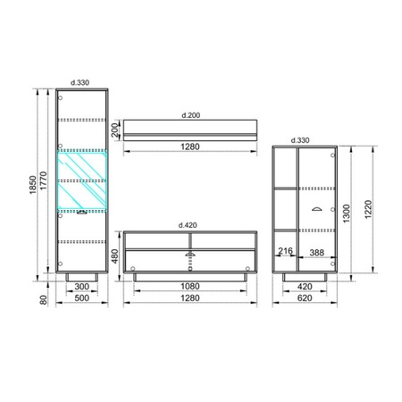 Living Irim Rust 240x42,5x186 cm, 4 piese, culoare Old Style