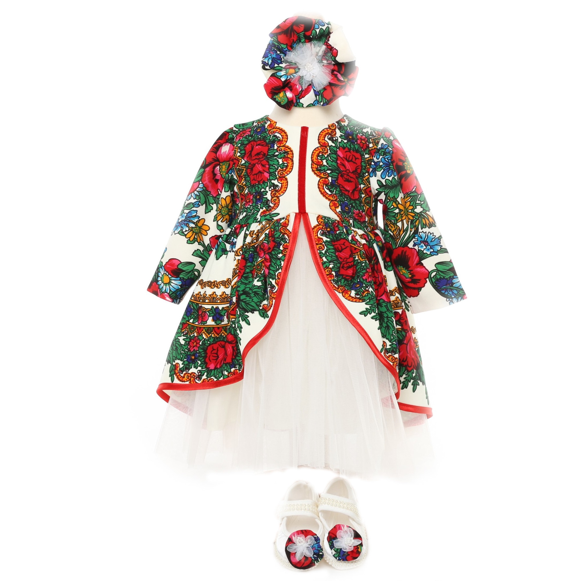 Rochie fetita botez traditional stilizat