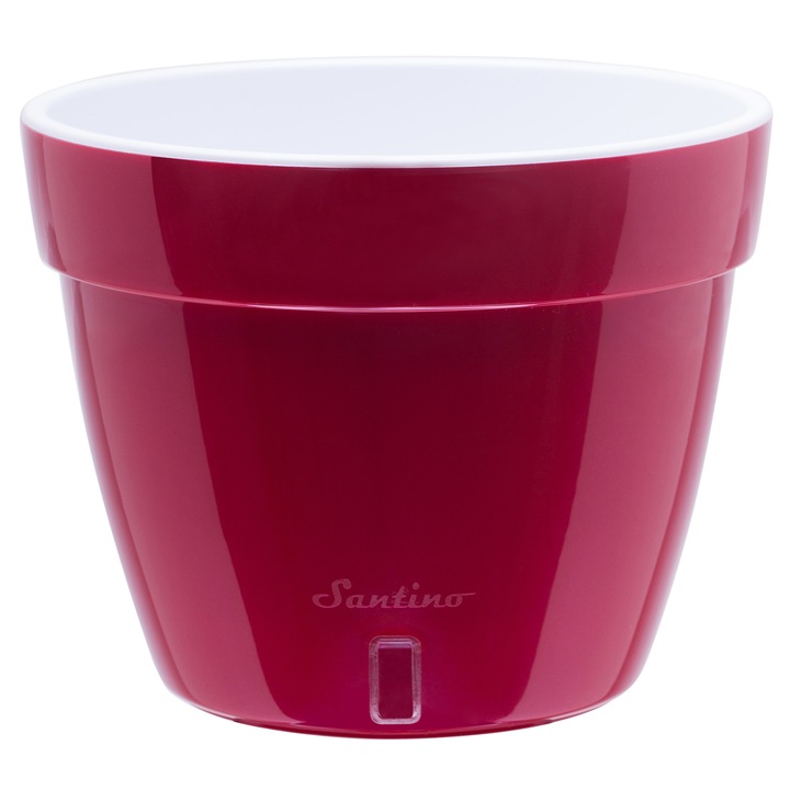 Ghiveci Asti 9L rosu sidefat-alb, cu sistem de auto-udare