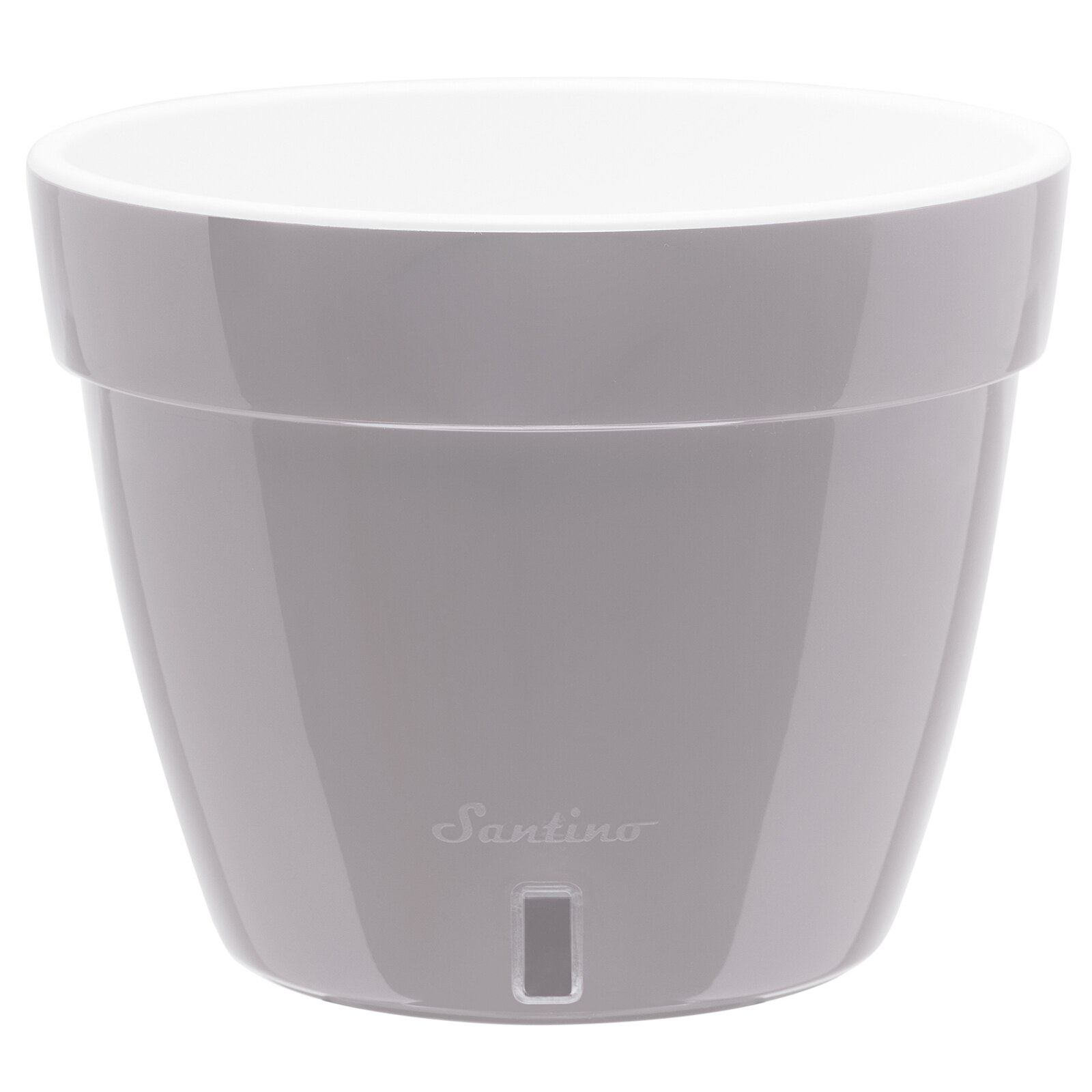 Ghiveci Asti 12L gri-alb, cu sistem de auto-udare