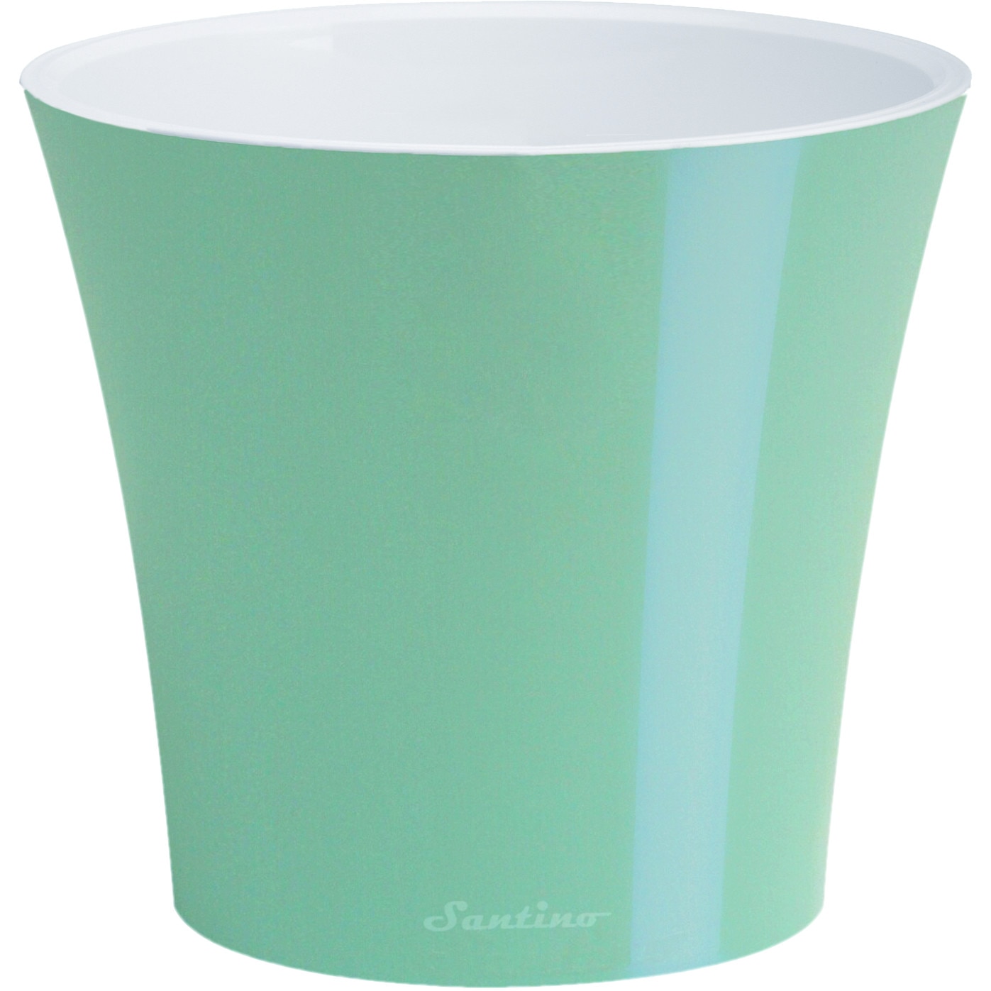 Ghiveci Arte 1.2L verde menta-alb, cu sistem de auto-udare