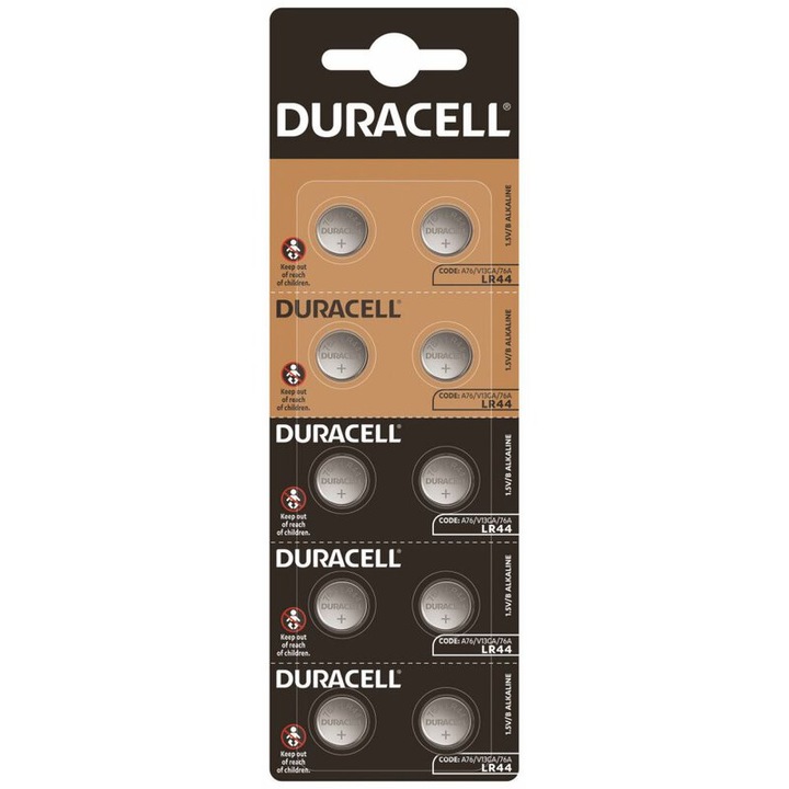 Set 10 baterii alcaline Duracell 1.5V G13 AG13 L1154 LR44 157 V13GA A76
