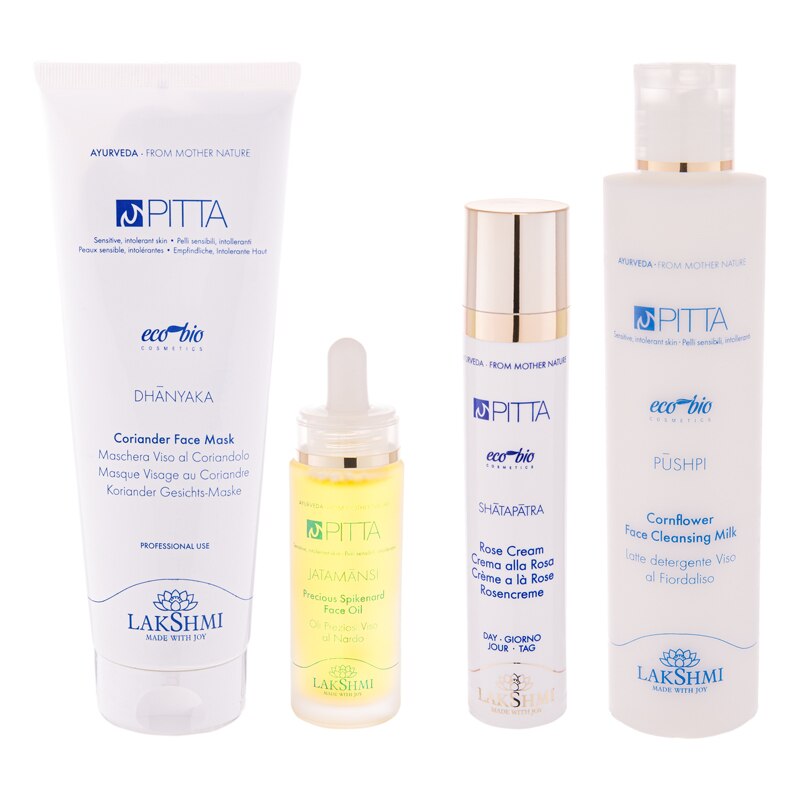 Set 4 produse 530ml pentru pielea sensibila, cuperozica, usor iritabila si reactiva, Lakshmi, produse bio-organice
