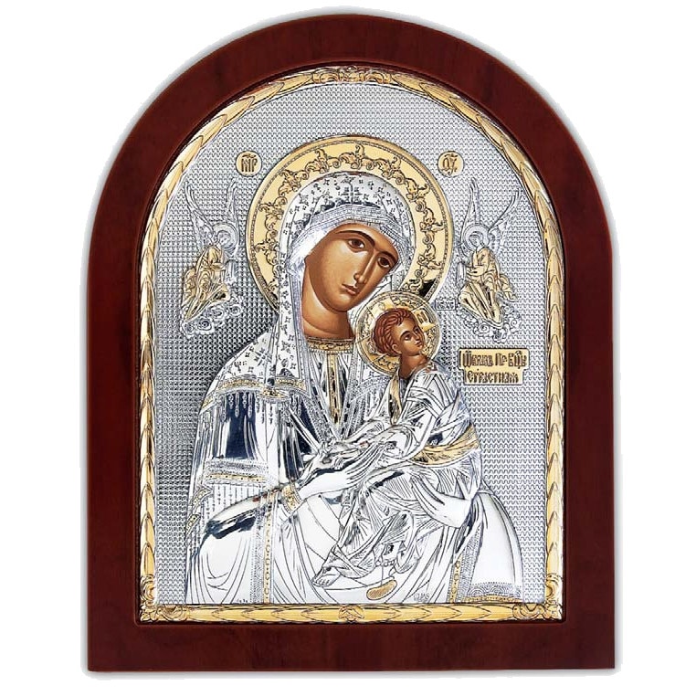 Icoana Maica Domnului a Patimilor (Amolinthos) pe Foita Argint 925 Auriu 11x13cm ClassGifts