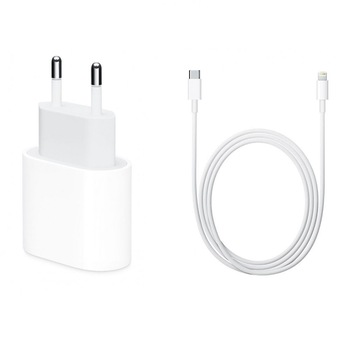 Incarcator Fast Charge Apple 18W compatibil cu iPhone 12,12 Mini, 12 pro, 12 Pro Max si cablu de date fast charge 1m Type-C-Lightning, o bucata Incarcator Fast Charge Apple 18W compatibil cu iPhone 12,12 Mini, 12 pro, 12 Pro Max si cablu de date fast charge 1m Type-C-Lightning, o bucata