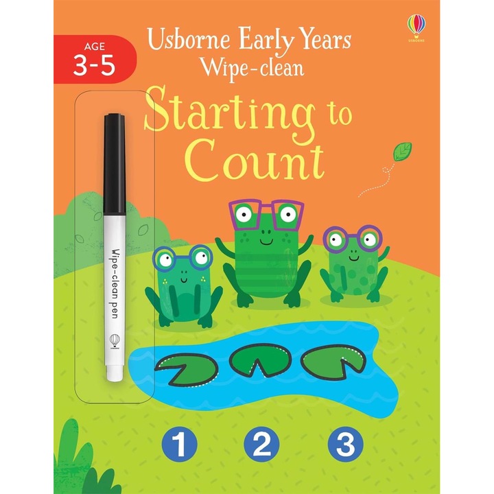 Carte de tip wipe and clean, scrie si sterge, Starting to Count, usborne, 3+