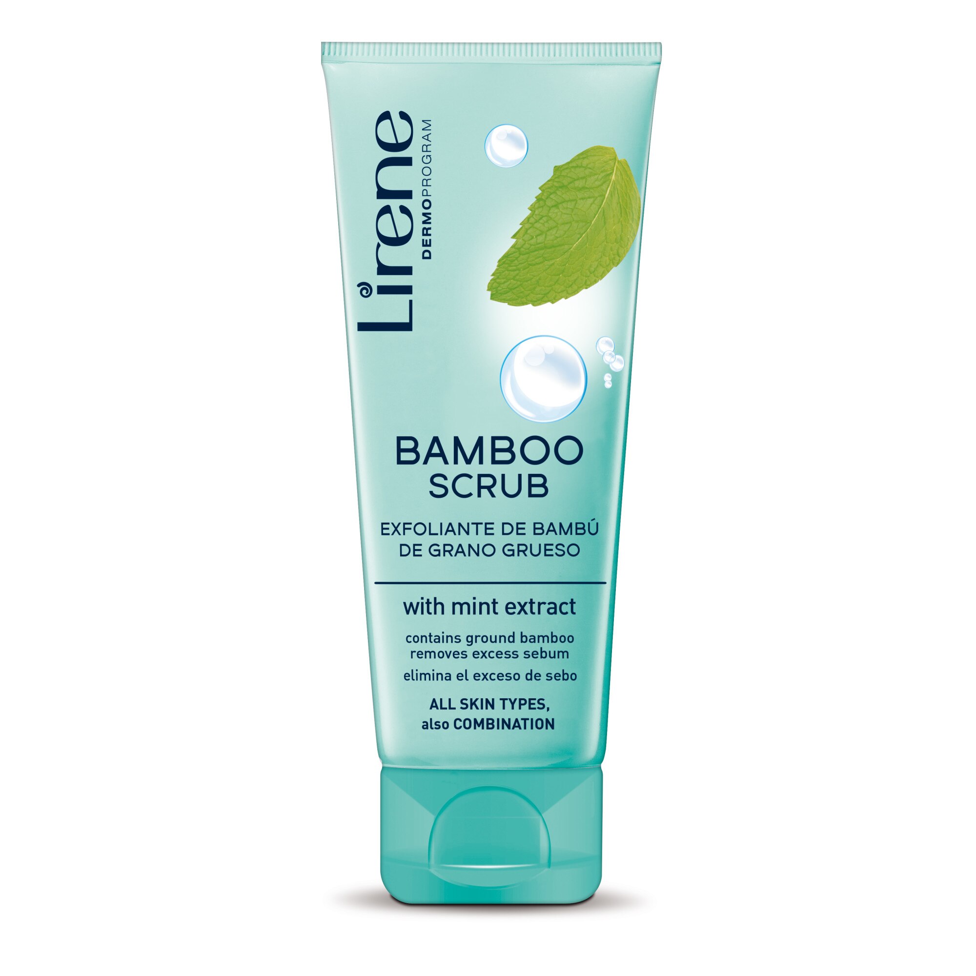 Gel facial exfoliant Lirene, cu extract de menta si bambus, 75ml