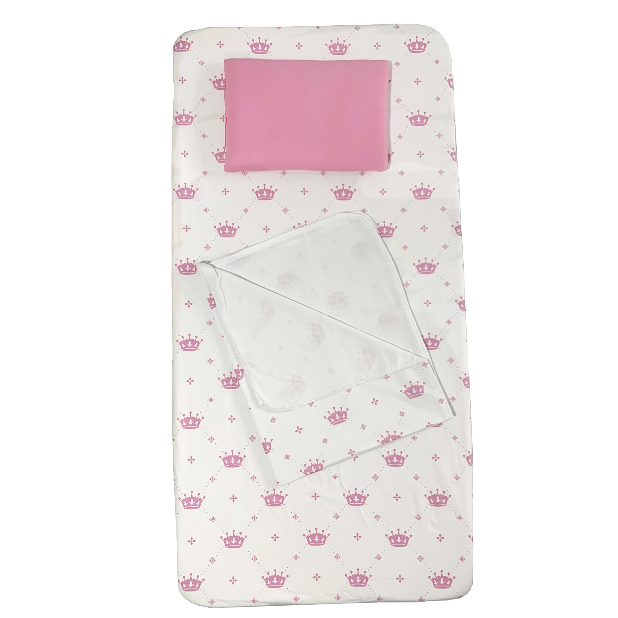Set Paturica bebe cu Cearsaf si Pernuta pentru pat 160x80 cm Deseda Coronite Roz
