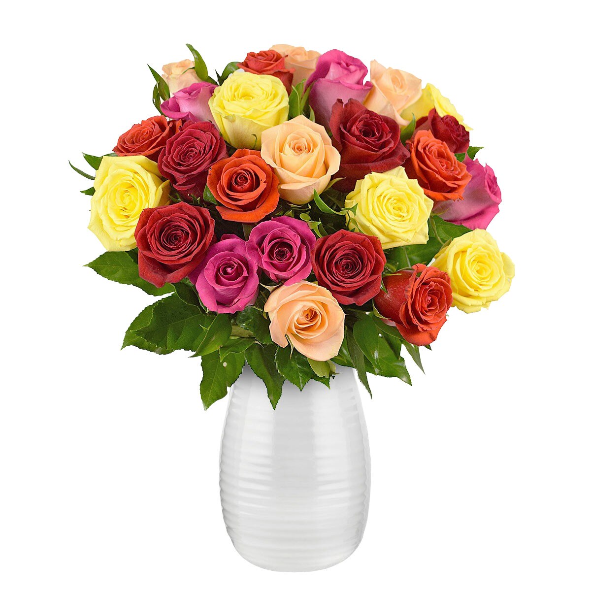 Buchet de 25 trandafiri multicolori