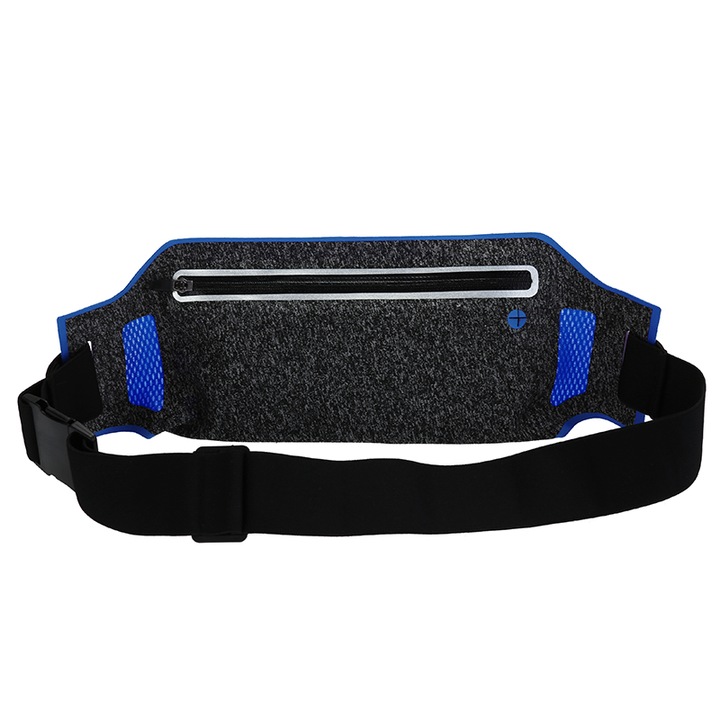 Borseta sport pentru alergat cu buzunar pentru telefon mobil si accesorii, centura elastica si reglabila, material impermeabil, Bleumarin, BBL1595