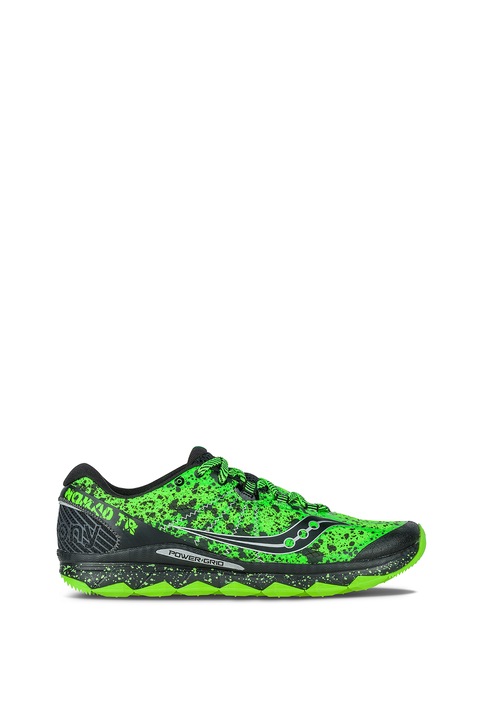 Saucony, Pantofi cu model colorblock, pentru alergare Nomad TR, Verde neon/Negru, 9.5