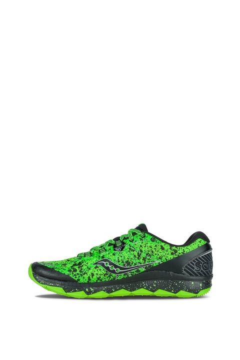 Saucony, Pantofi cu model colorblock, pentru alergare Nomad TR, Verde neon/Negru, 9.5