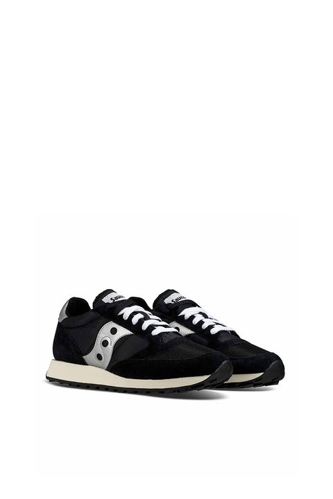 Saucony, Pantofi sport cu insertii din piele intoarsa Jazz Original, Negru/Argintiu, 11