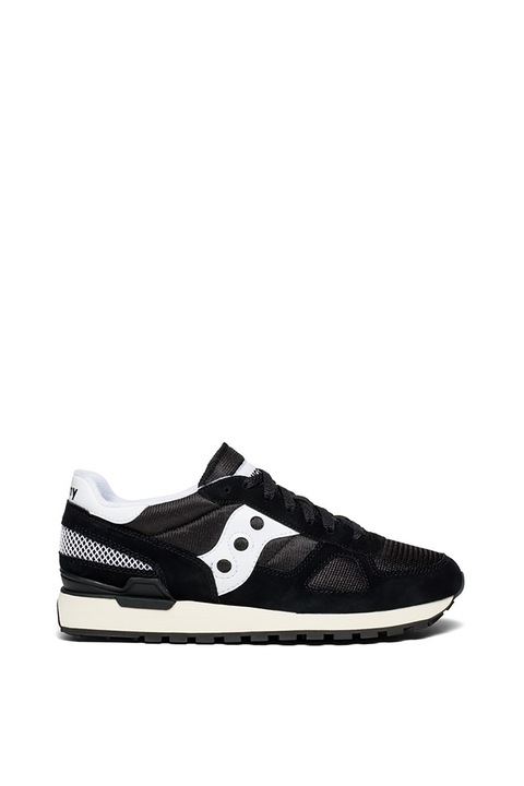 Saucony, Pantofi sport cu amortizare si garnituri de piele intoarsa Shadow Original Vintage, Negru/Alb, 8.5