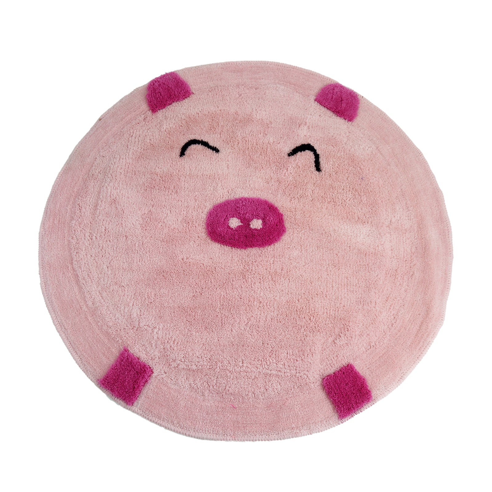 Covor de baie, rotund, model porcusor, roz, 80 cm