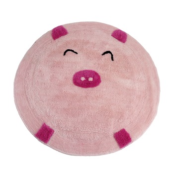 Covor de baie, rotund, model porcusor, roz, 80 cm Covor de baie, rotund, model porcusor, roz, 80 cm