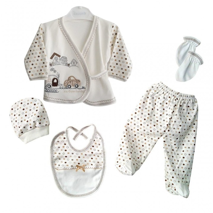 Compleu copii in cutie,5 piese,0-3 luni,Multicolor