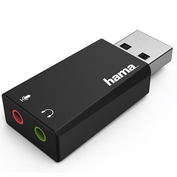 Placa de sunet HAMA 2.0 Stereo, USB 2.0, Negru, HAMA-51660 Placa de sunet HAMA 2.0 Stereo, USB 2.0, Negru, HAMA-51660