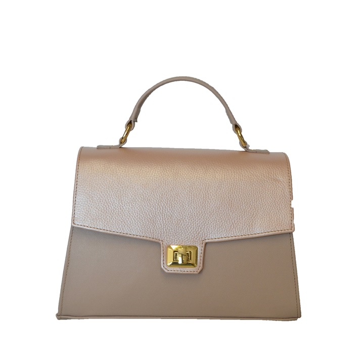 Geanta dama,Zea,bej sidefat,28x12x21
