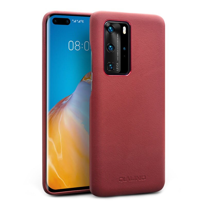 Husa Huawei P40 Pro - Qialino Classic, slim, din piele de vitel, tip back cover, culoare Rosu