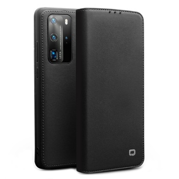 Husa Huawei P40 Pro - Qialino Business Classic, din piele naturala mata tip carte, cu buzunare carduri, culoare Negru Husa Huawei P40 Pro - Qialino Business Classic, din piele naturala mata tip carte, cu buzunare carduri, culoare Negru