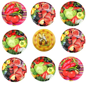 Pachet 40 Capace Borcan Pentru Borcane Din Sticla De 400ml,Model Legume si Fructe Pachet 40 Capace Borcan Pentru Borcane Din Sticla De 400ml,Model Legume si Fructe