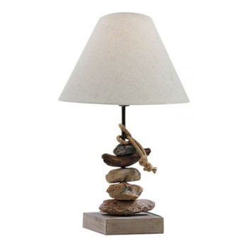 Lampa rustica Sea Club, baza din lemn, abajur textil ,H 50 cm Lampa rustica Sea Club, baza din lemn, abajur textil ,H 50 cm