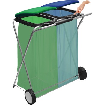 Suport pentru saci de gunoi “MOVE & UP 2”, cm 74 x 56 x 83-h, cu 2 roti si bara tractare cu maner ergonomic - anti-alunecare, deschidere cu buton, cu grila suport din metal, pentru saci de la 20 l la 130 l Suport pentru saci de gunoi “MOVE & UP 2”, cm 74 x 56 x 83-h, cu 2 roti si bara tractare cu maner ergonomic - anti-alunecare, deschidere cu buton, cu grila suport din metal, pentru saci de la 20 l la 130 l