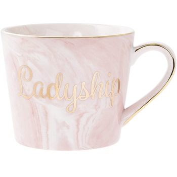 Cana - Marble and Gold Ladyship, Portelan, 200 ml, Roz / Auriu Cana - Marble and Gold Ladyship, Portelan, 200 ml, Roz / Auriu